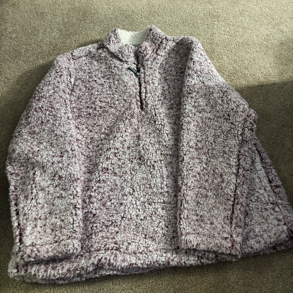 Time & True Sherpa Burgandy Quarterzip